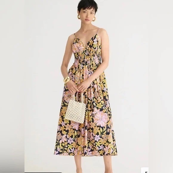 J. Crew Dresses & Skirts - NWT JCrew V-neck smocked-waist cotton poplin dress in dusk floral size 22